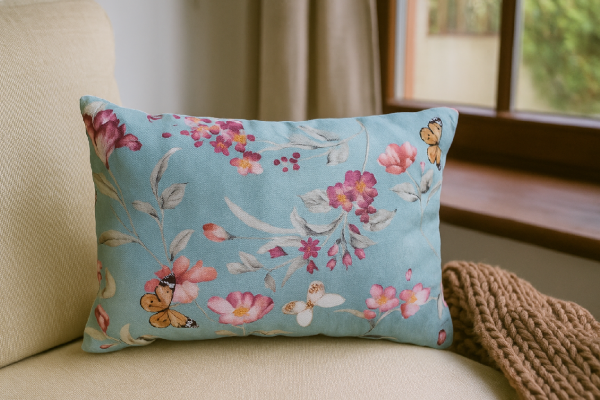 Lavendelkissen Türkise Blüten – weiches Duftkissen mit wunderschönem Blumenmotiv