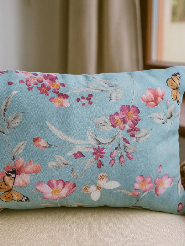Lavendelkissen Türkise Blüten – weiches Duftkissen mit wunderschönem Blumenmotiv