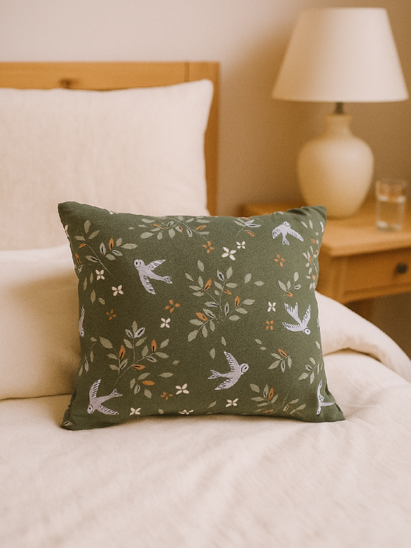 Lavendelkissen Vogel Khaki – gemütliches Duftkissen mit Lavendel und wunderschönem Vogelmotiv