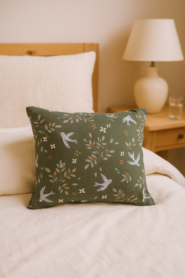 Lavendelkissen Vogel Khaki – gemütliches Duftkissen mit Lavendel und wunderschönem Vogelmotiv