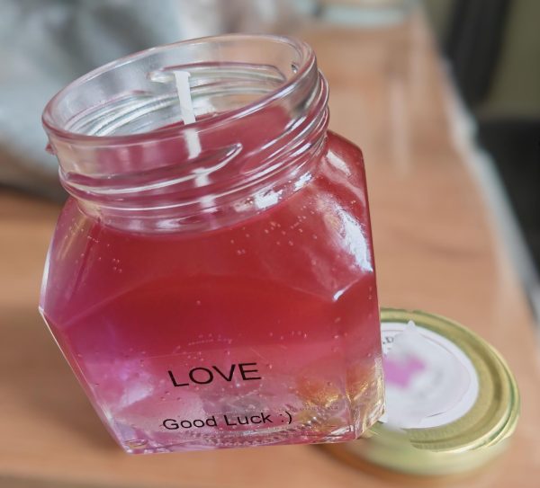 🕯️ Kerze für Glück und Liebe – mit Rosenquarz, Amethyst und Bergkristall ✨💖