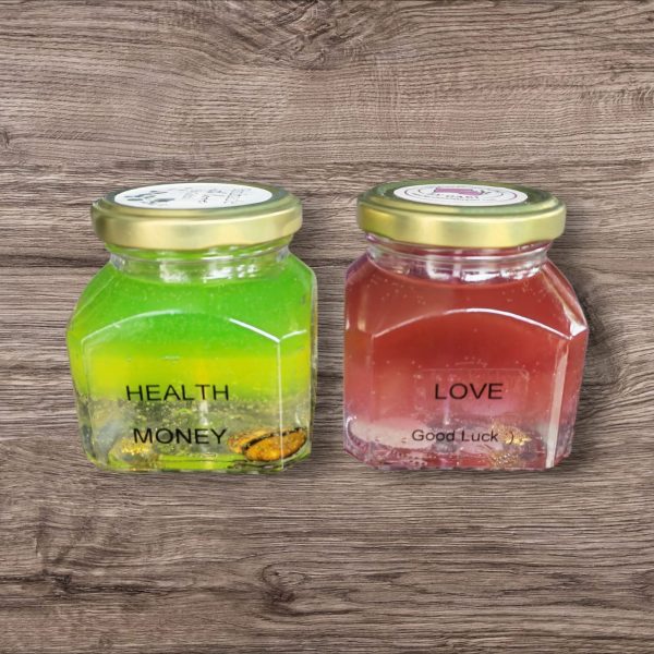🕯️ Kerze für Glück und Liebe – mit Rosenquarz, Amethyst und Bergkristall ✨💖
