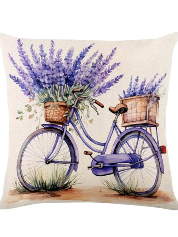 Dekorativer Kissenbezug „Fahrrad mit Lavendel“